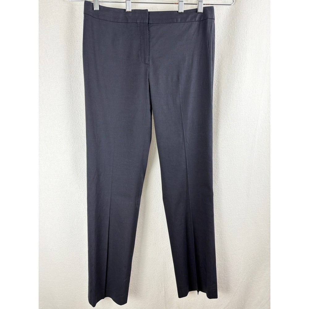 Elie Tahari Navy Blue Linen Blend Straight Leg Dress Pants Trousers Womens 12